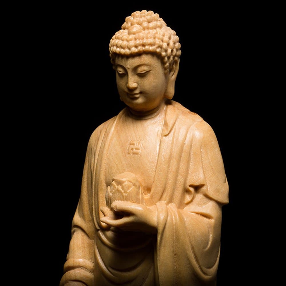 仏像 木彫り 阿弥陀如来像 仏壇 置物 立像 21cm