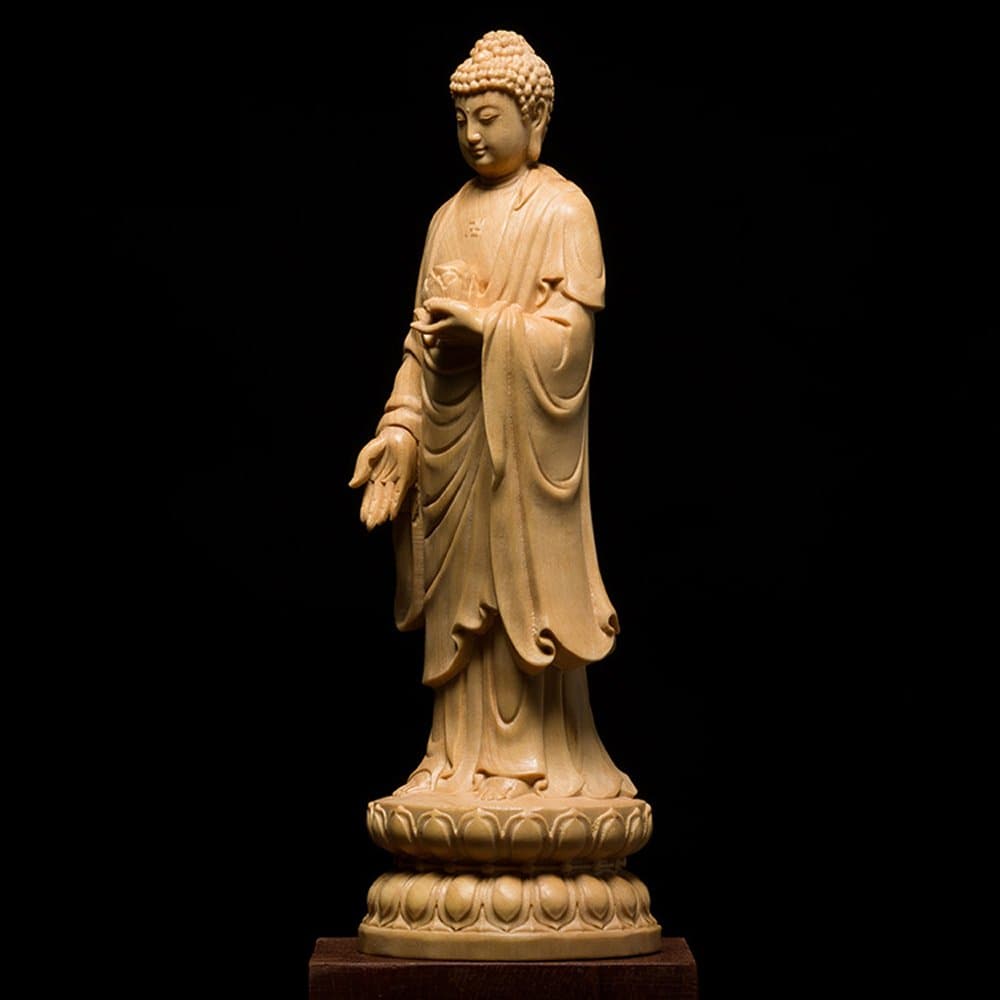 仏像 木彫り 阿弥陀如来像 仏壇 置物 立像 21cm