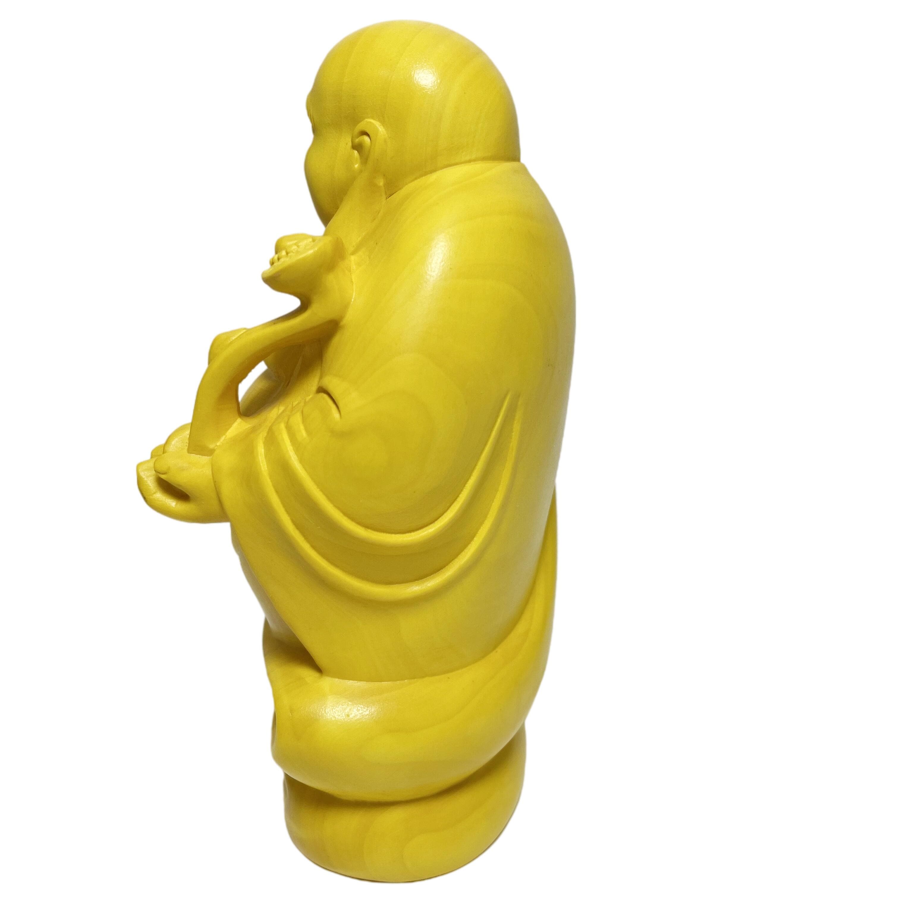 高品質新品WJ09 高品質 弥勒仏 木彫り仏像 布袋様 七福神 天然の木 彫刻 仏教工芸品 仏像