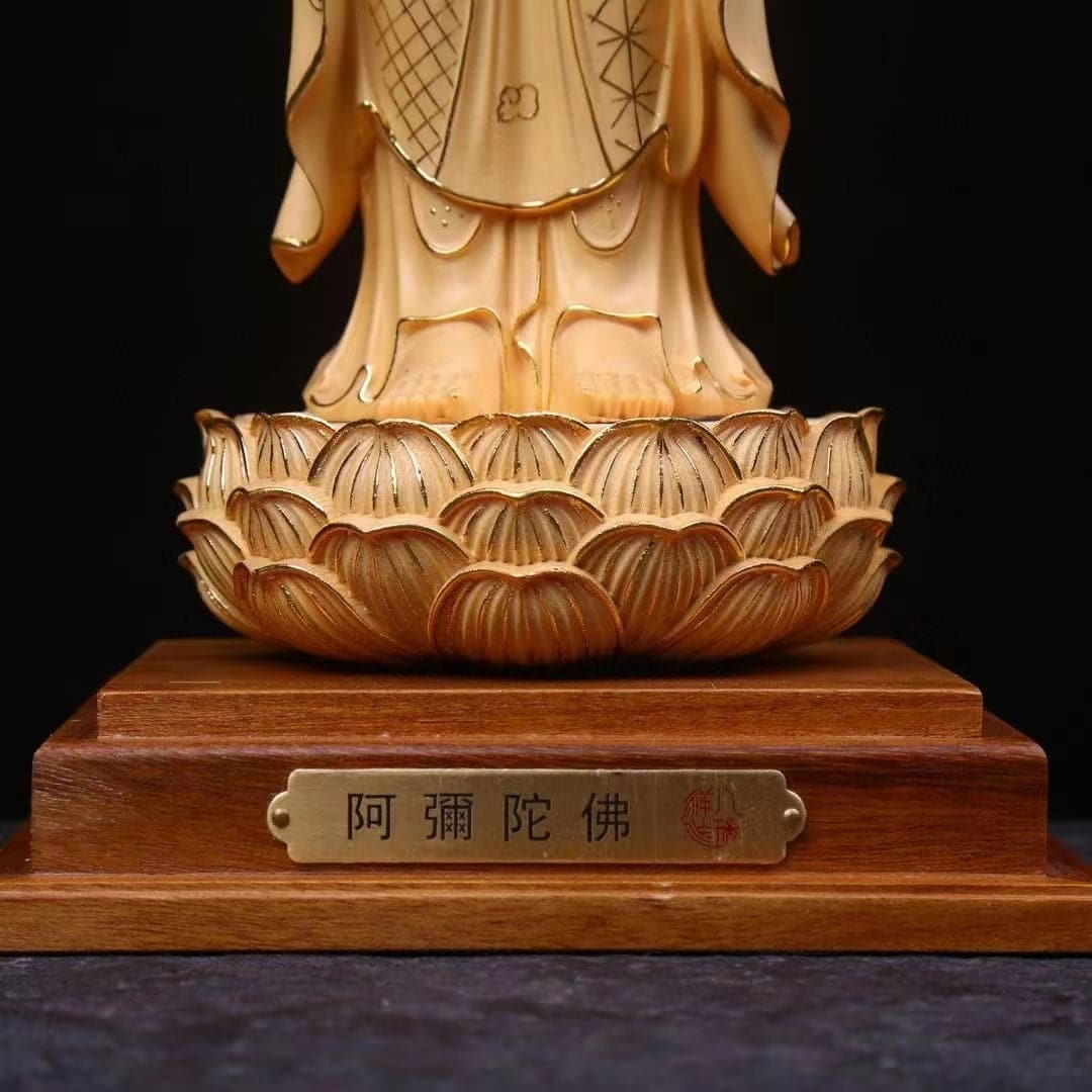 仏像 木彫り 阿弥陀如来 仏像 立像 切金