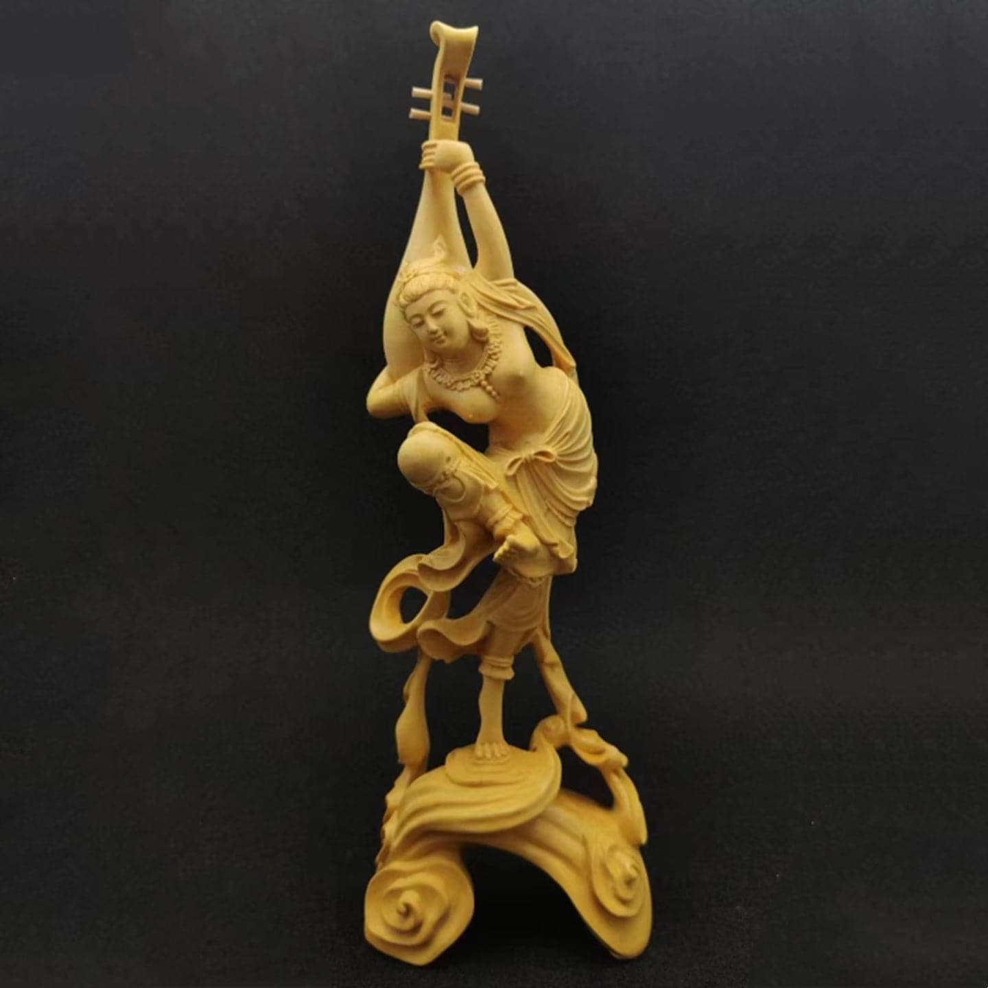 木彫 裸弁財天 弁才天 七福神 置物 縁起物 高約35cm - 工芸品