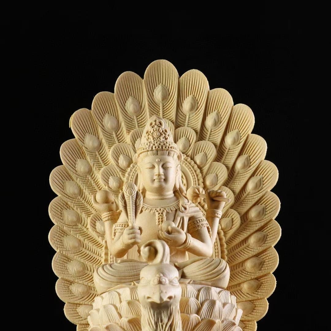 木彫り 孔雀明王 仏像