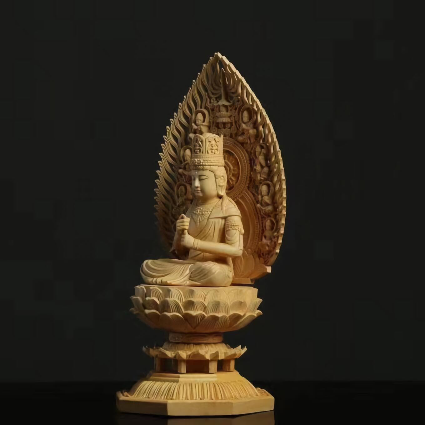 守り本尊 木彫 ミニ仏像 (大日如来) 60％以上節約 - 仏像